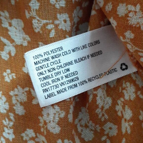 Wild Fable Top Xs Orange Brown Long Sleeve Button Down Sheer Crop  Cropped Shirt - Picture 6 of 7